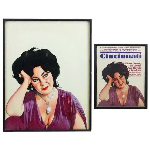 Modern Pop Art Elizabeth Taylor Portrait in Pencil by Bill Nelson, 1980 - 2