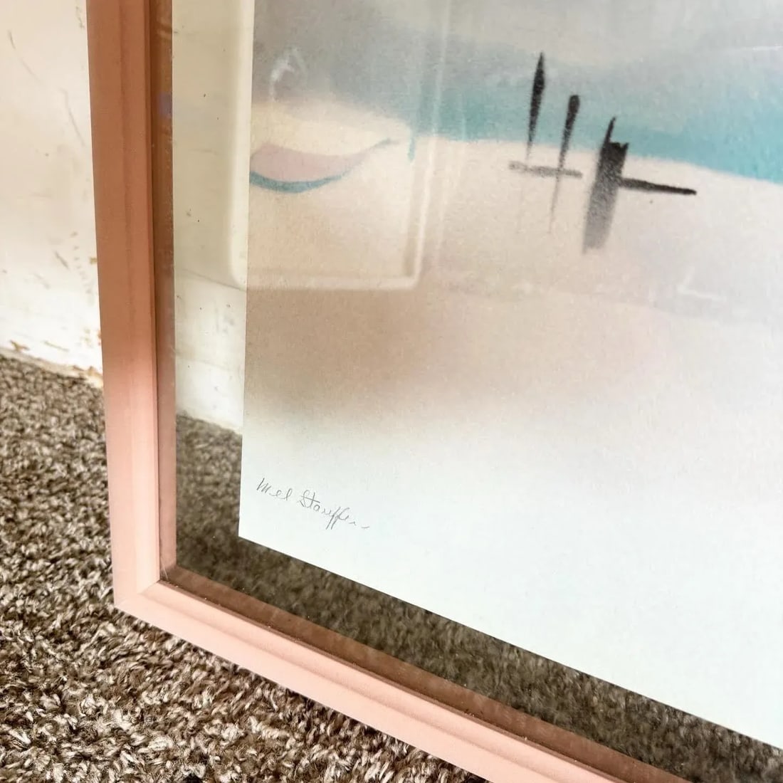 Vintage Framed and Signed Lithographs Peace River I and II by Mel Stauffor - 6
