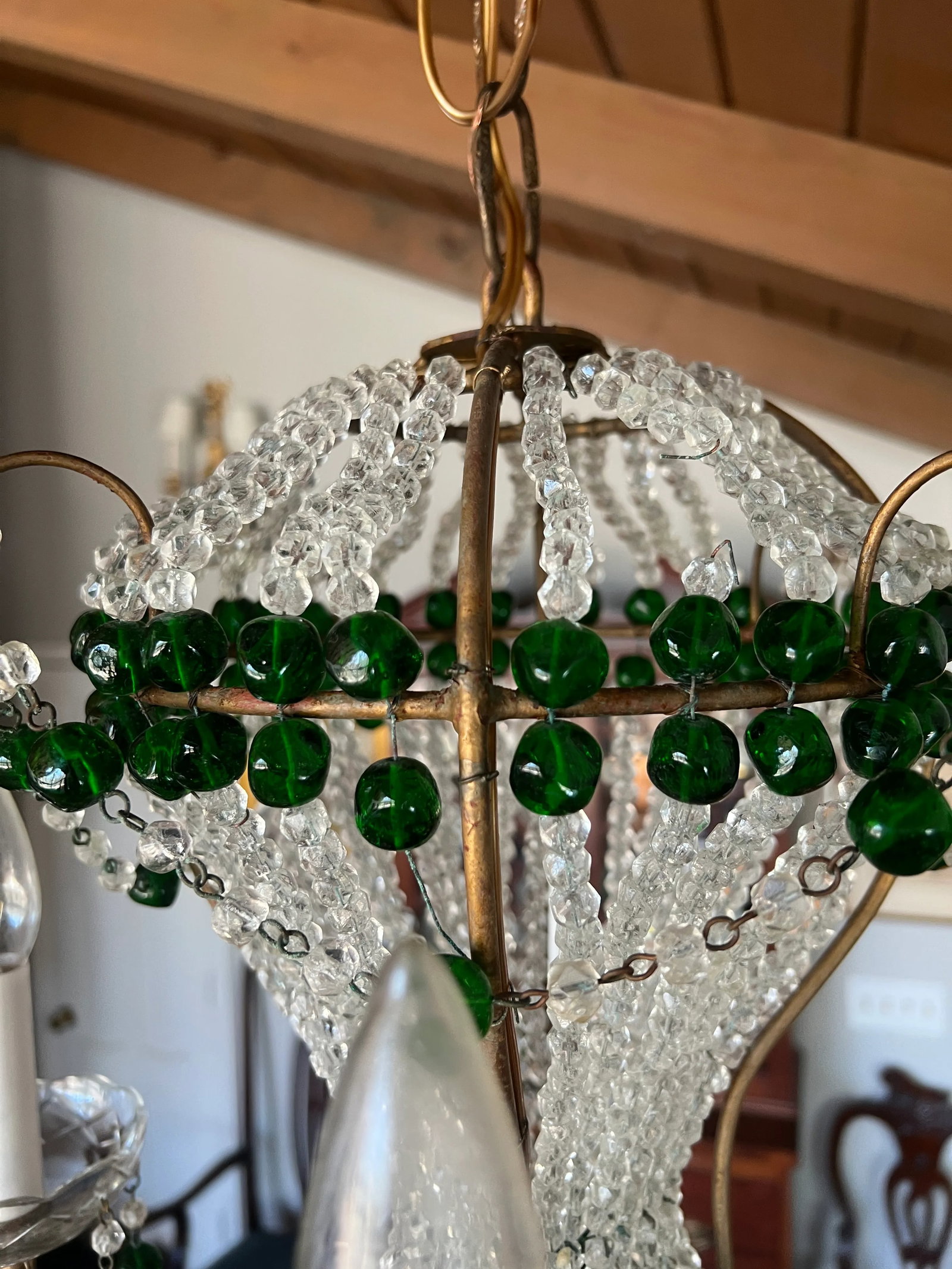 Maison Bagues Attributed Hollywood Regency Beaded Hot Air Balloon Chandelier - 11