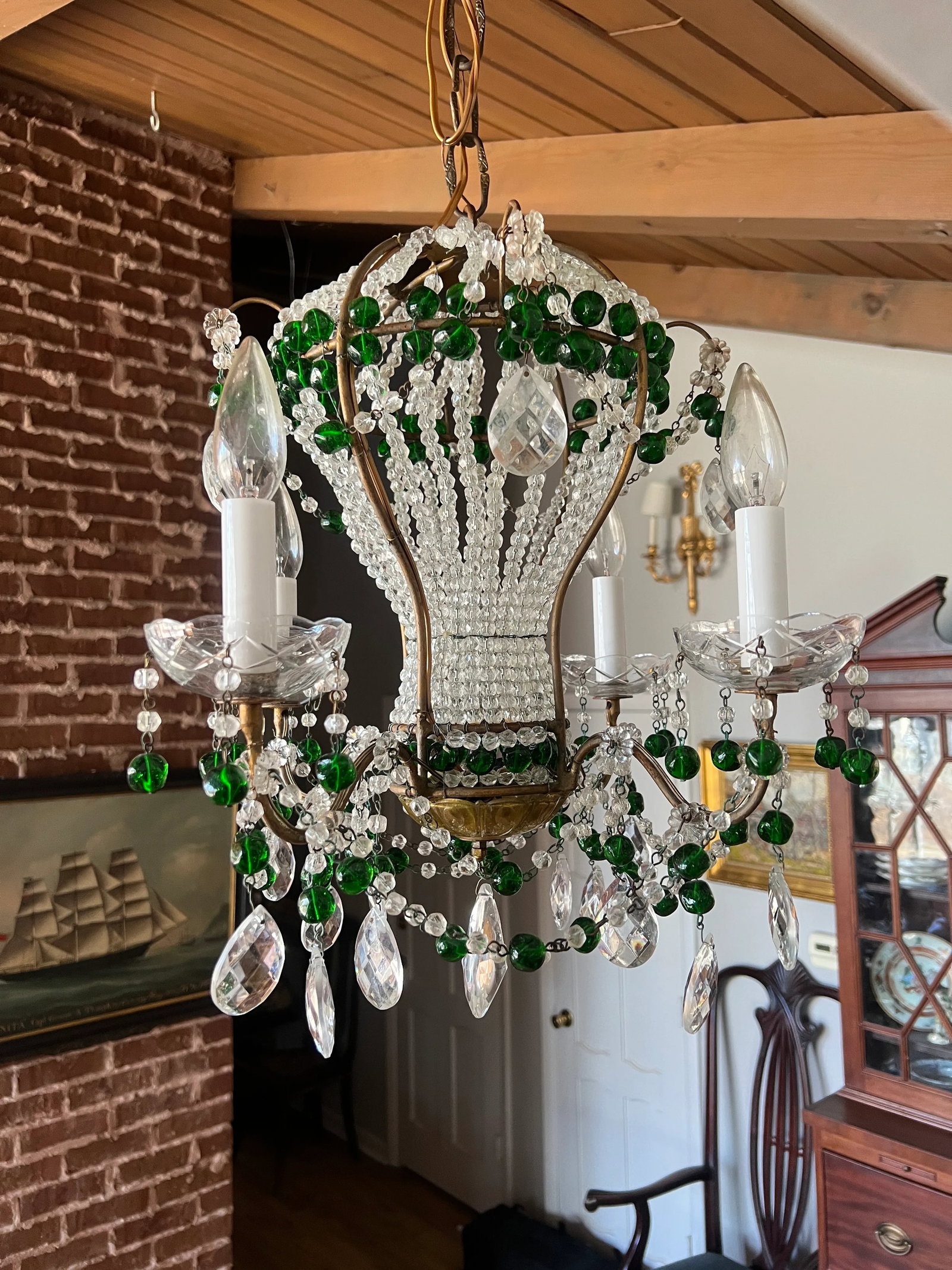 Maison Bagues Attributed Hollywood Regency Beaded Hot Air Balloon Chandelier - 2