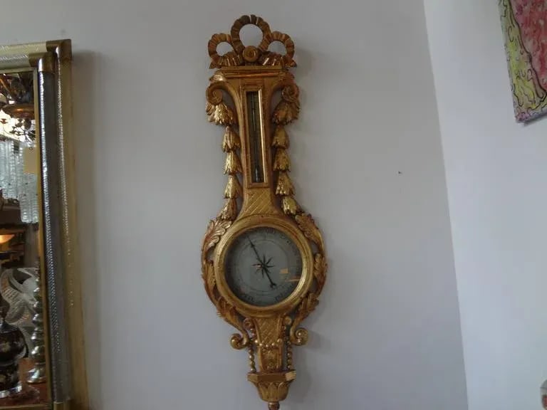 18th Century Antique French Louis XVI Giltwood Barometer - 2