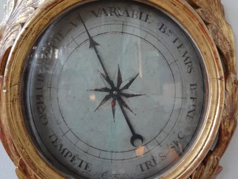 18th Century Antique French Louis XVI Giltwood Barometer - 3