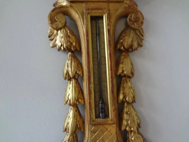18th Century Antique French Louis XVI Giltwood Barometer - 4