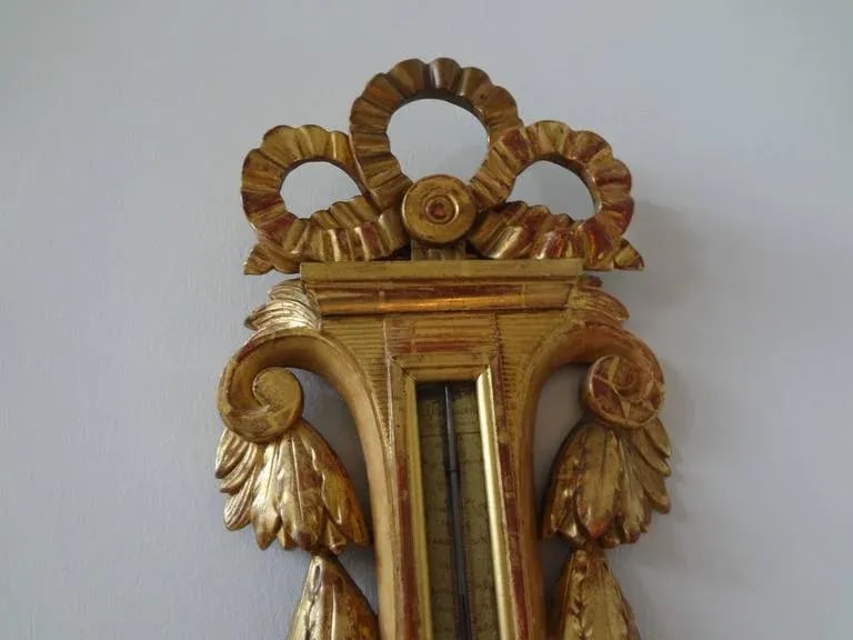 18th Century Antique French Louis XVI Giltwood Barometer - 5