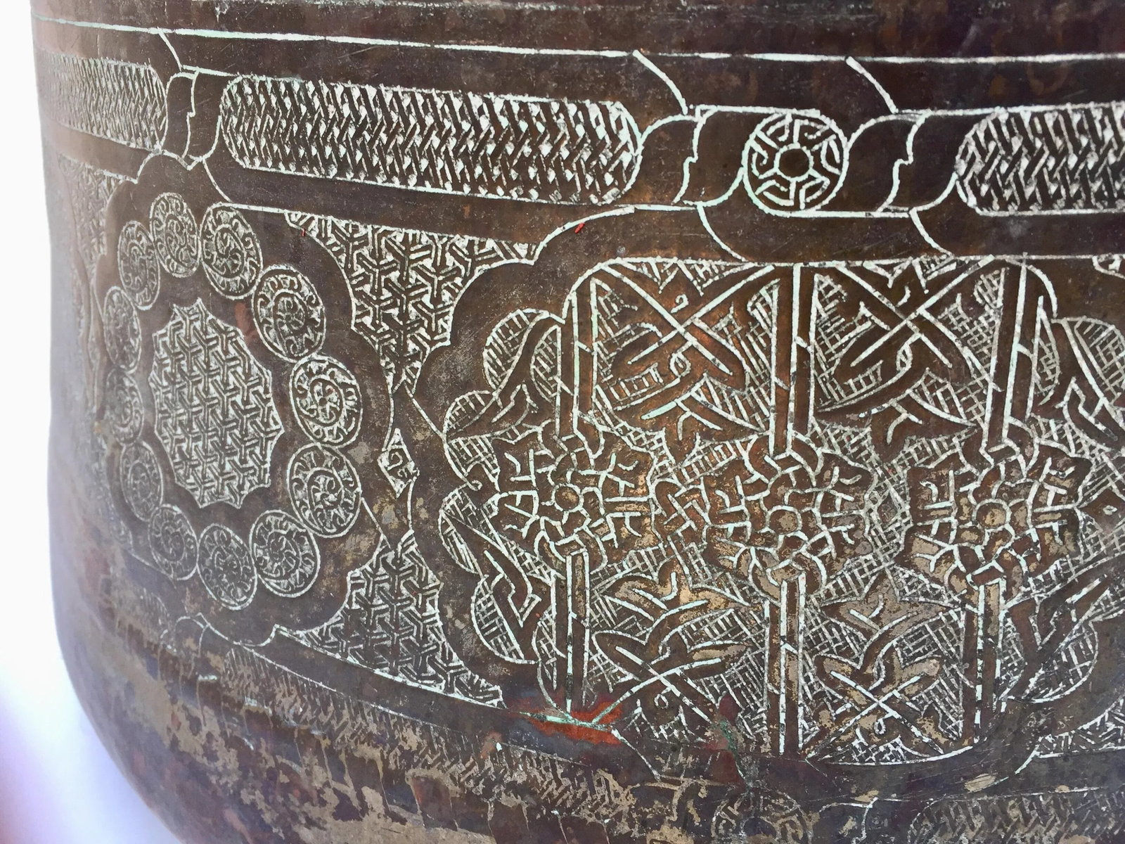 Antique Large Islamic Copper Brass Bowl - 8