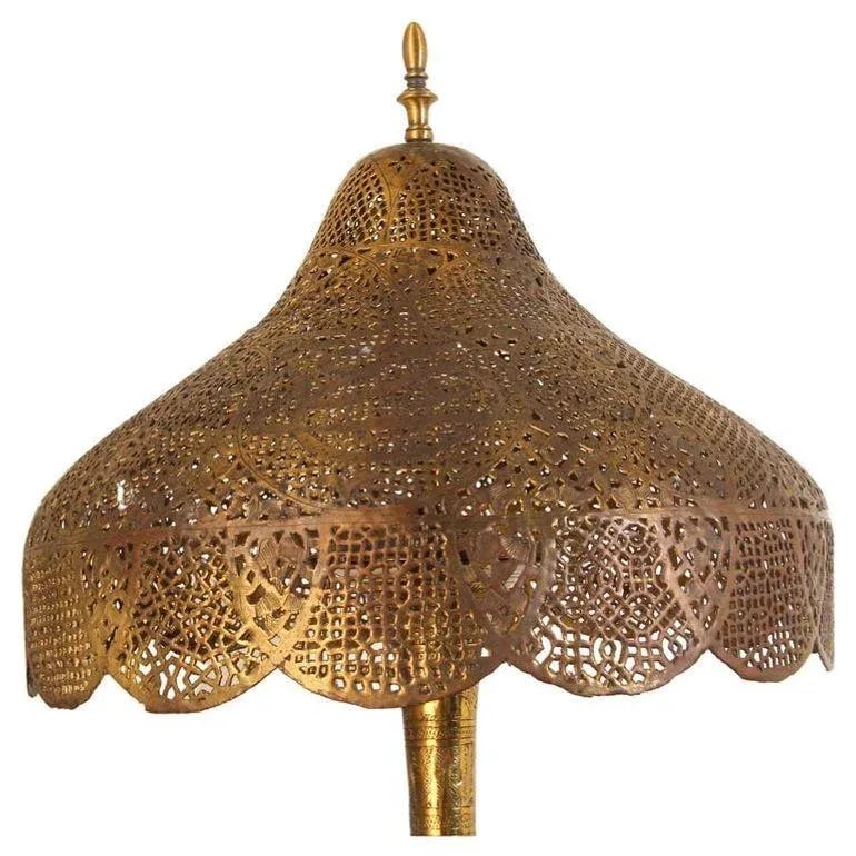 Antique Moorish Brass Table Lamp With Arabic Script - 3