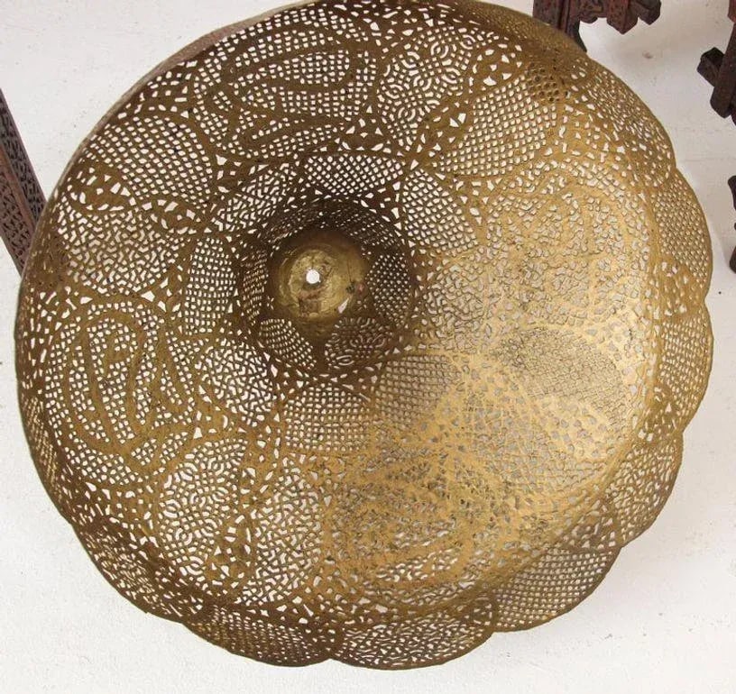 Antique Moorish Brass Table Lamp With Arabic Script - 5