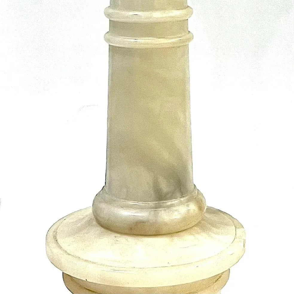 1950's Carved Alabaster Column Table Lamps - Pair - 8
