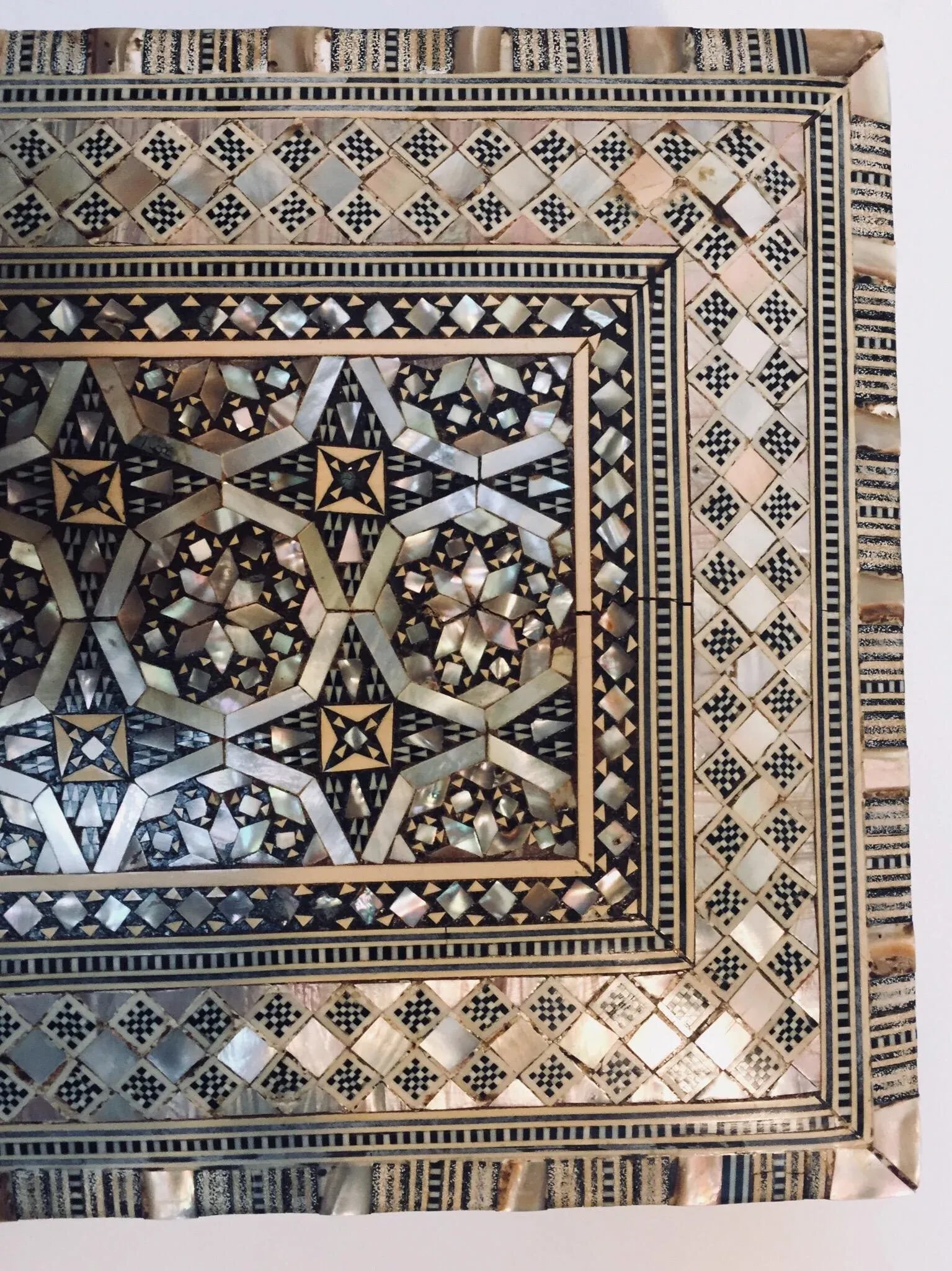 Vintage Middle Eastern Moorish Mosaic Marquetry Inlay Box - 11