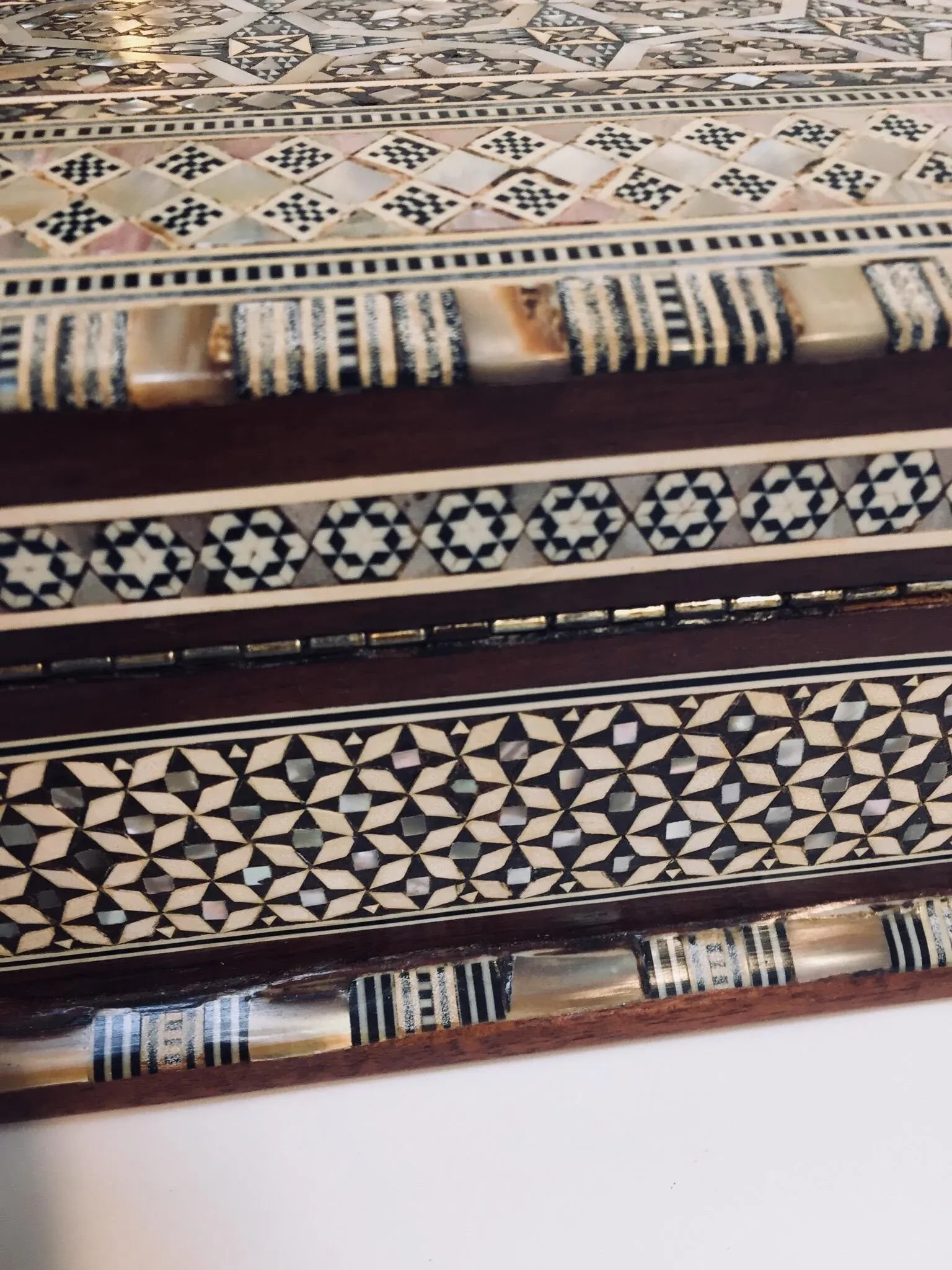 Vintage Middle Eastern Moorish Mosaic Marquetry Inlay Box - 2
