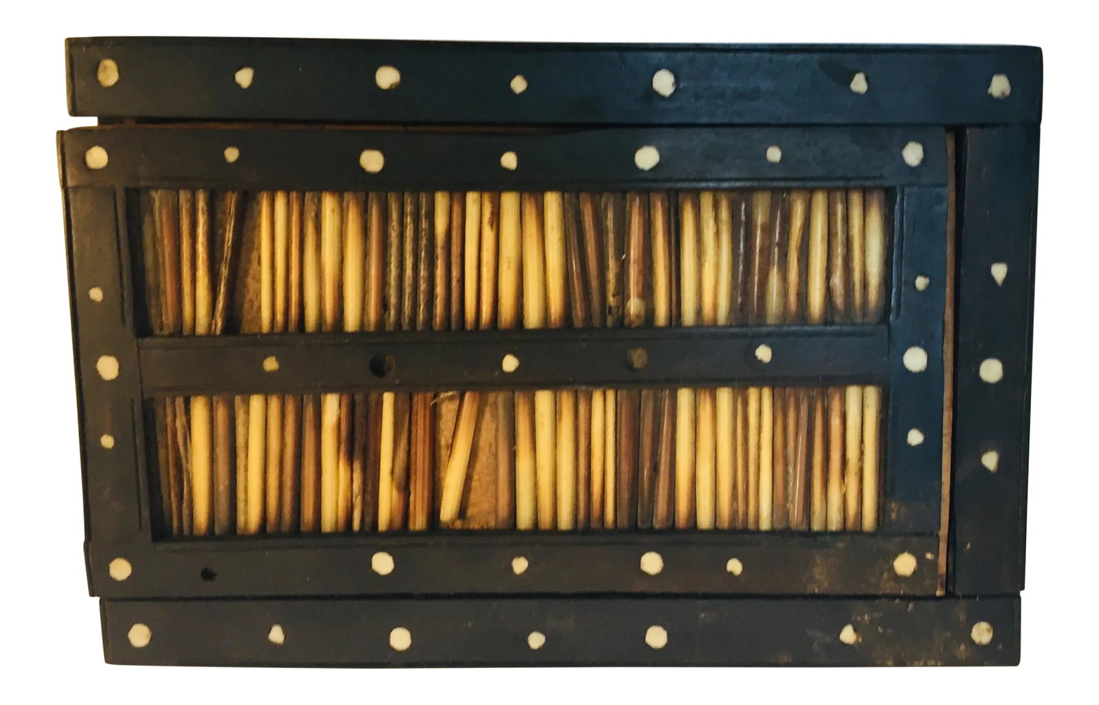 Antique Anglo Indian Handcrafted Box: Antique Anglo-Indian quill box handcrafted and decorated with porcupine quills and dots. Made in Ceylon which was the colonial name for Sri Lanka. Condition: Alterations: Unknown Imperfections: Some I