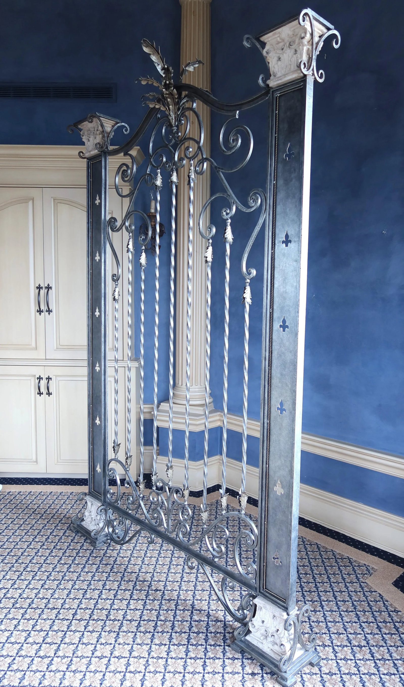 Large Wrought Iron Decorated Silver Wall Gate - 9