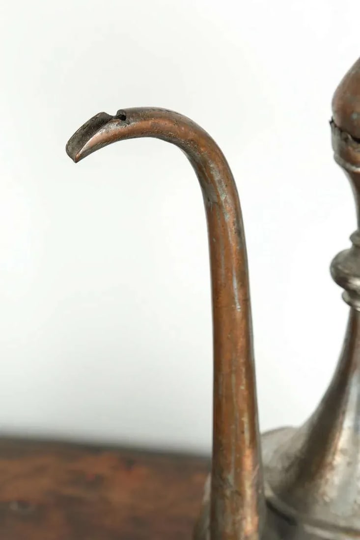 Antique 19th Century Middle Eastern Persian Tinned Copper Ewer - 8