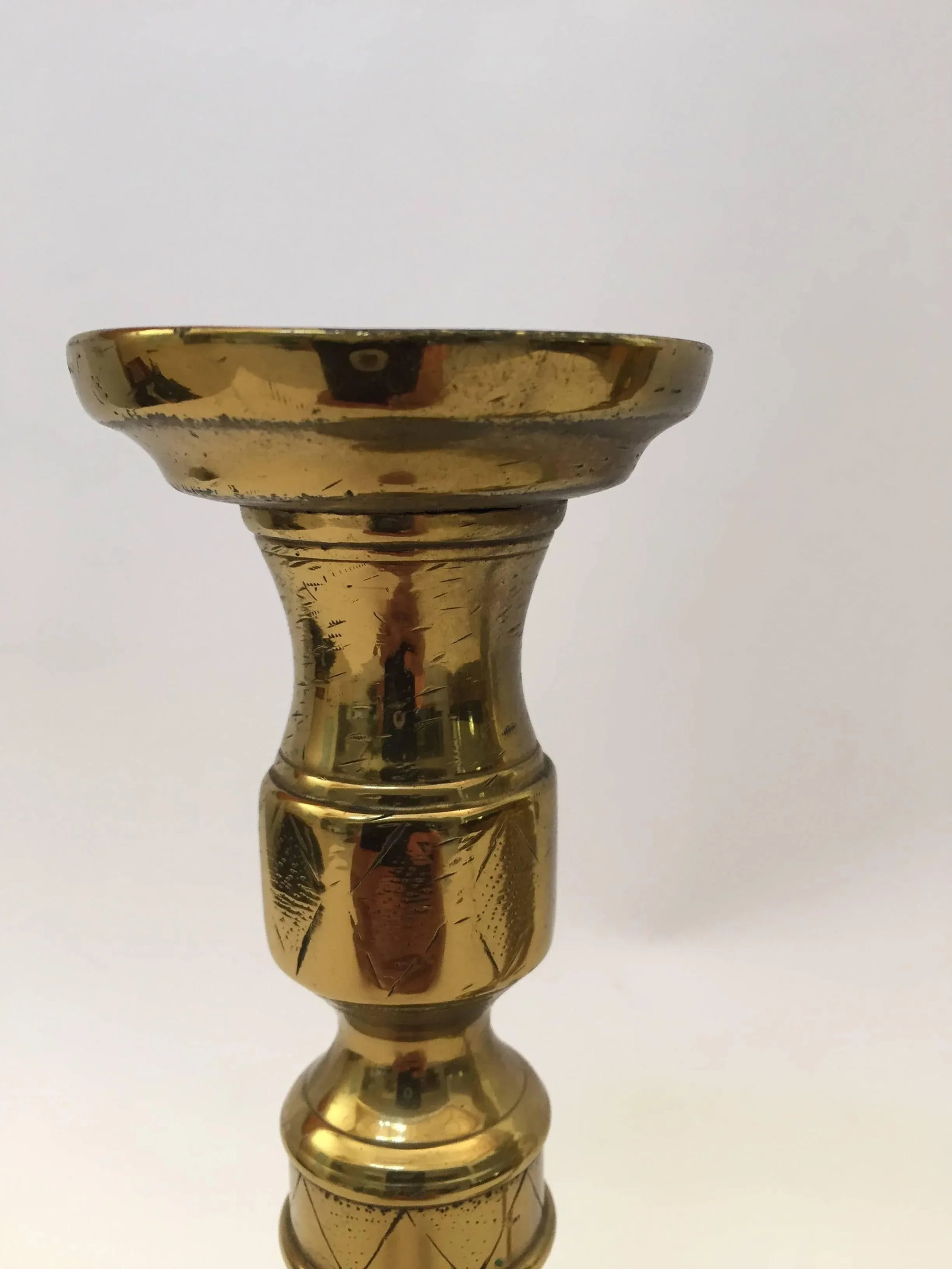French Hand Tooled Brass Candlesticks - a Pair - 4
