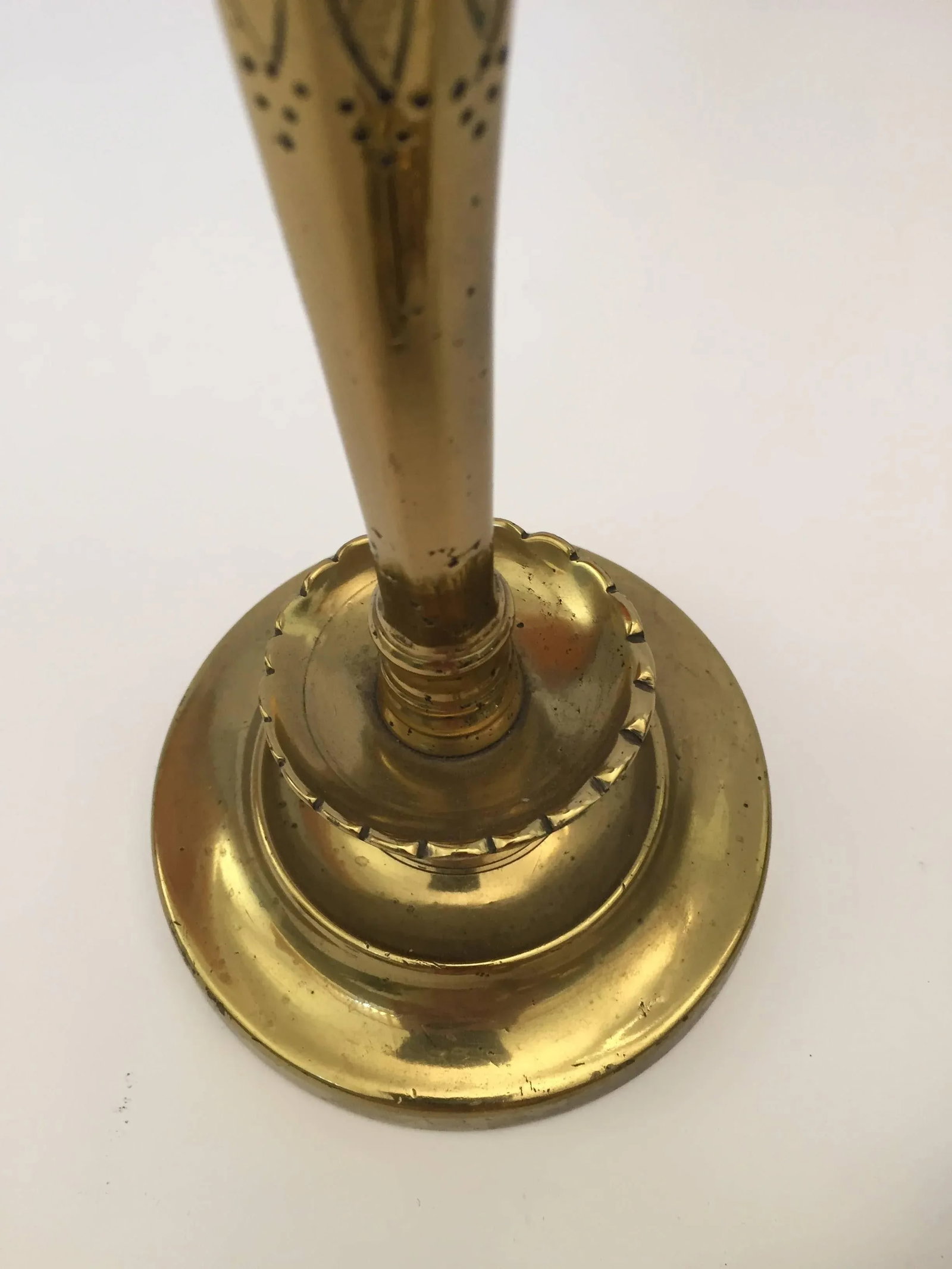 French Hand Tooled Brass Candlesticks - a Pair - 8