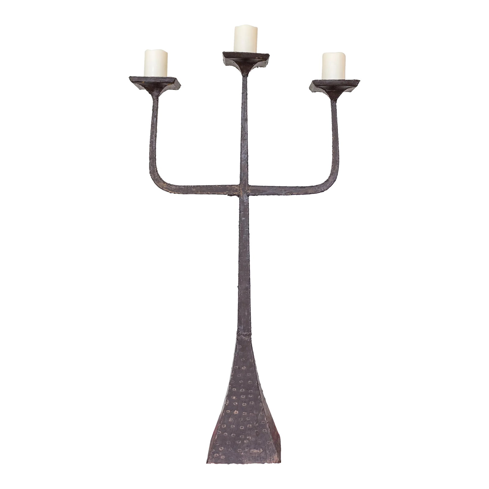 Brutalist Three Arm Candelabra Floor Candle Stand | Hammered and Hand Welded (1 of 11)