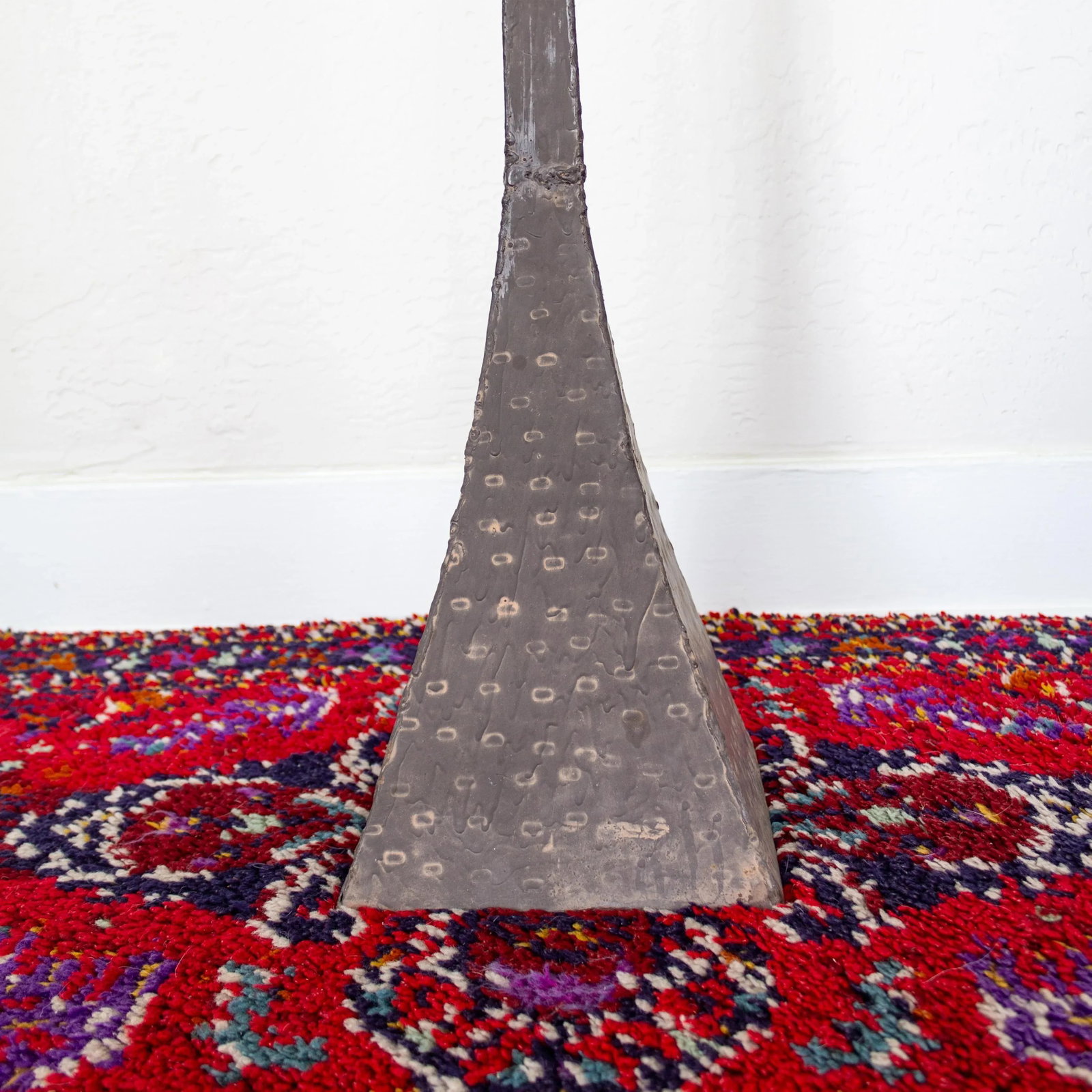 Brutalist Three Arm Candelabra Floor Candle Stand | Hammered and Hand Welded - 4