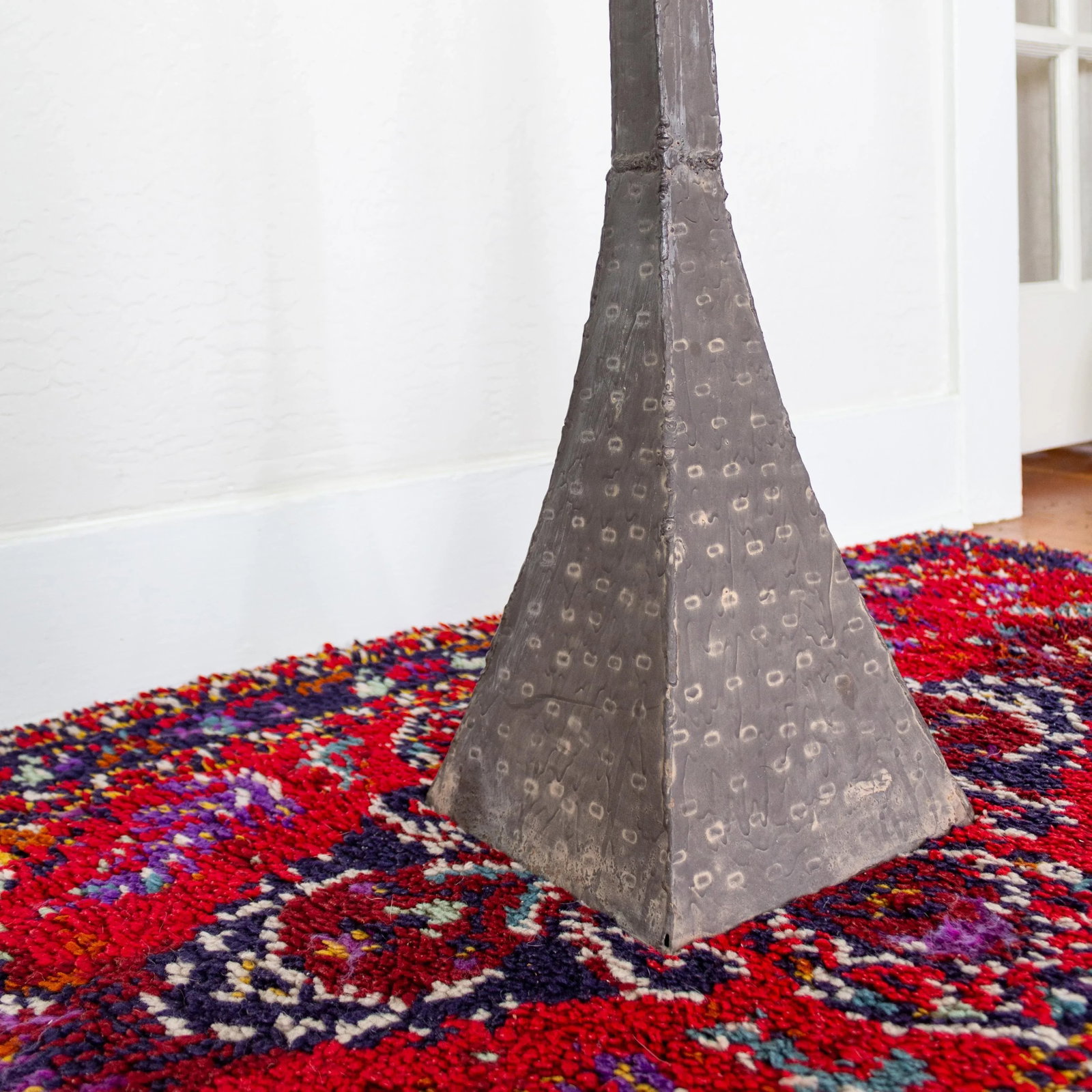 Brutalist Three Arm Candelabra Floor Candle Stand | Hammered and Hand Welded - 9