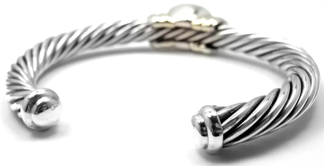 D.Yurman NOBLESSE 14k YG Sterling Silver Blue Topaz Bangle Bracelet - 4