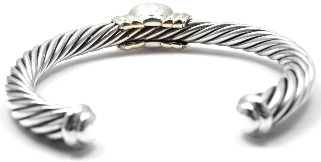 D.Yurman NOBLESSE 14k YG Sterling Silver Blue Topaz Bangle Bracelet - 5