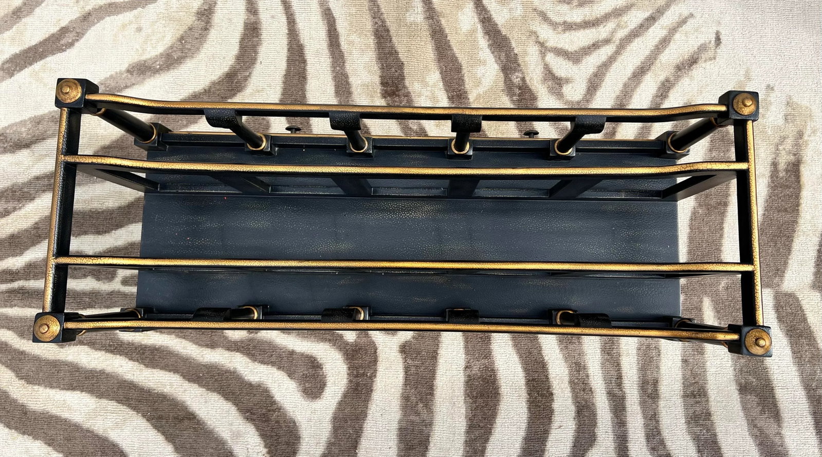 Vintage Maitland-Smith Style Ebony and Gilt Wood Canterbury - 12