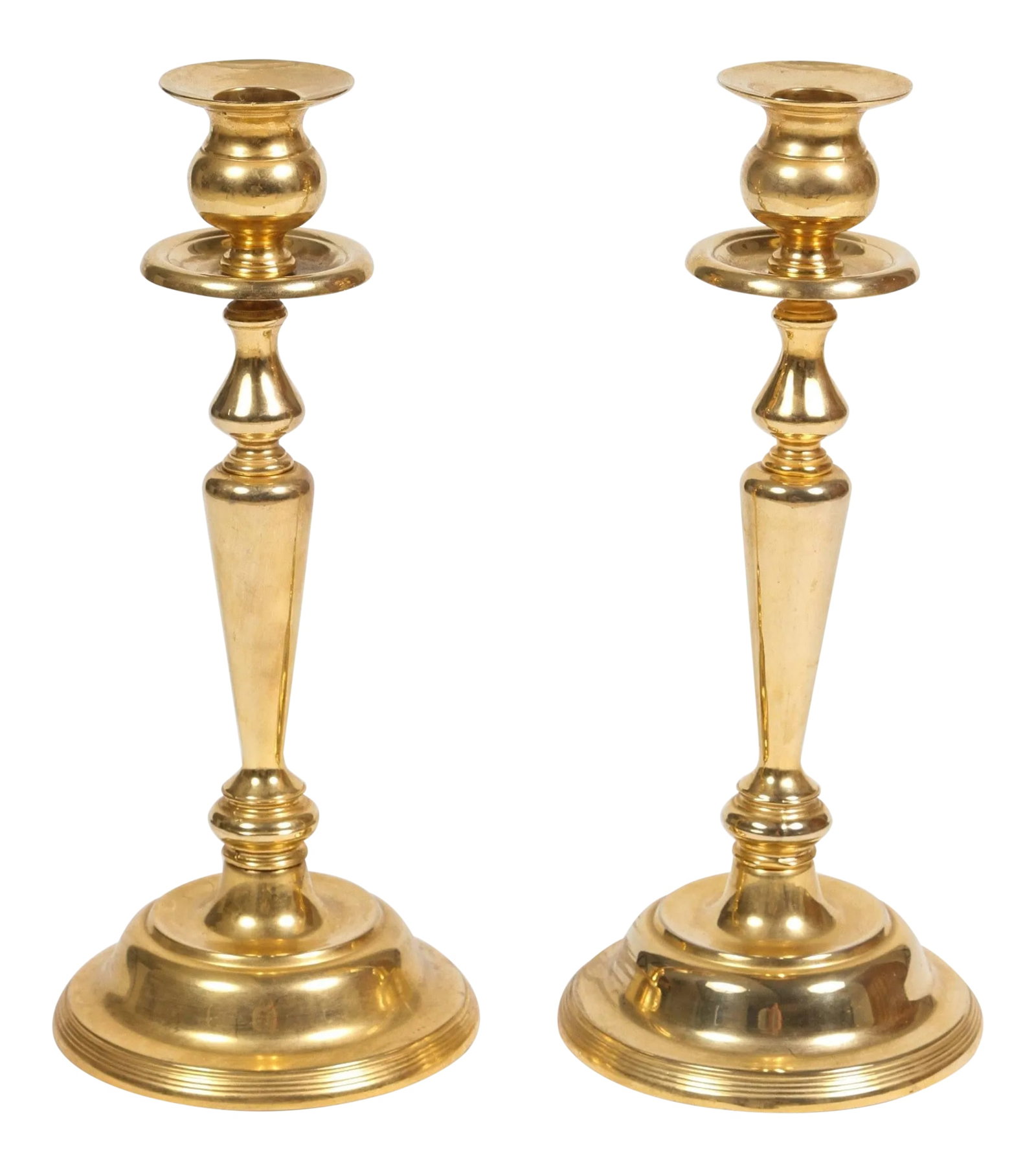 Polished Brass Candlesticks - a Pair (1 of 6)