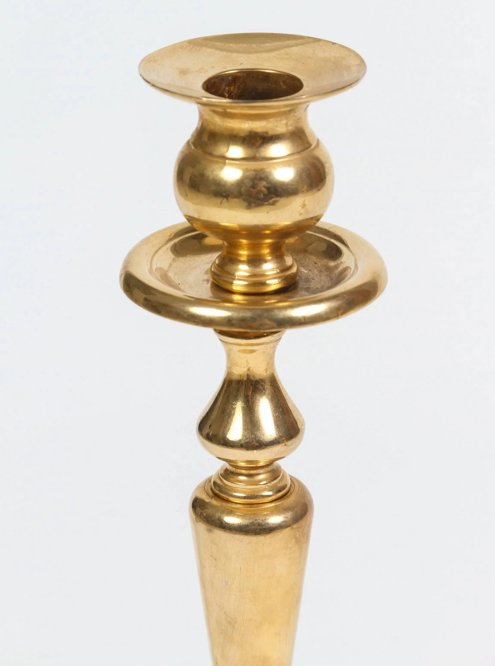Polished Brass Candlesticks - a Pair - 3