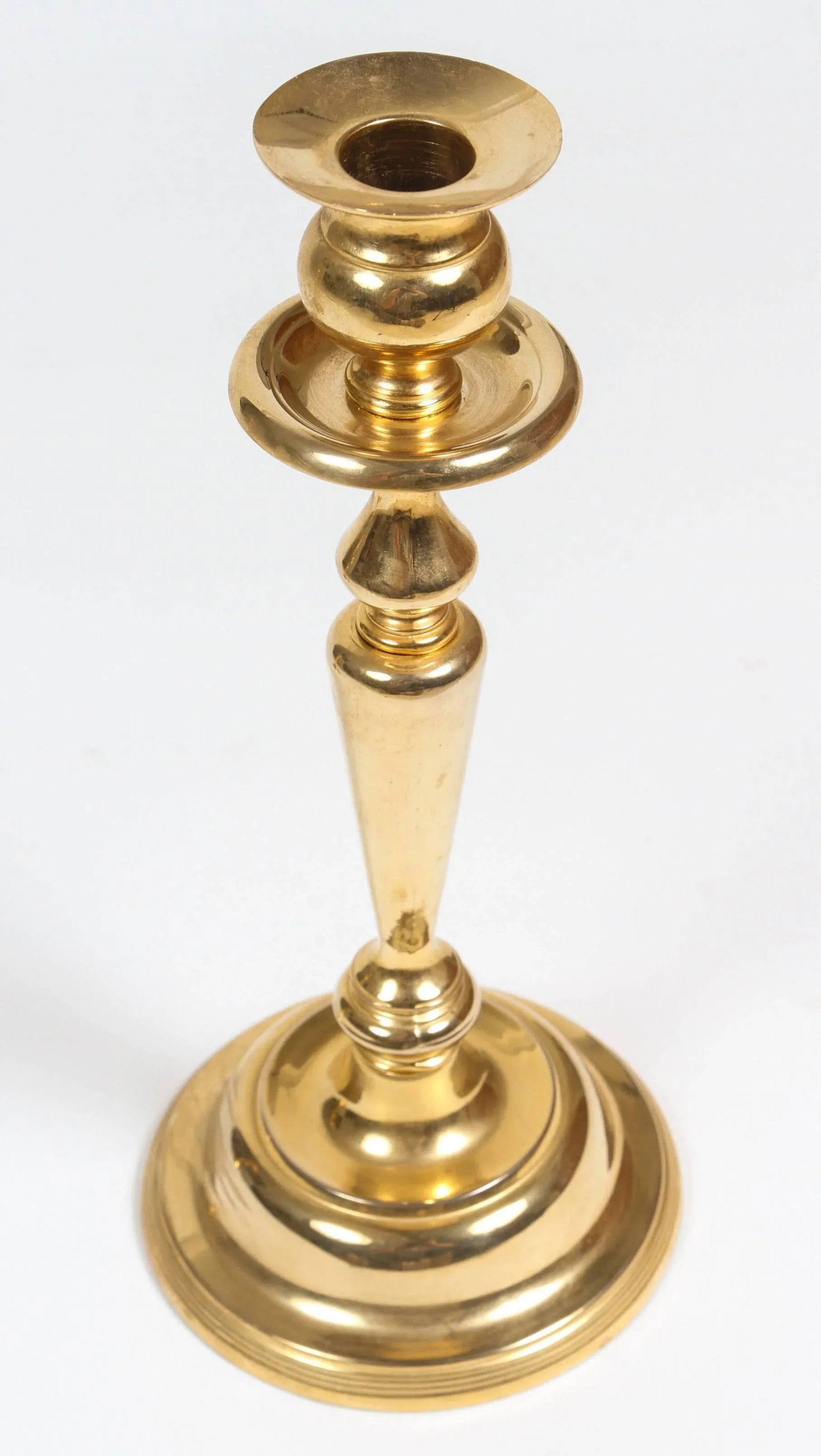 Polished Brass Candlesticks - a Pair - 5