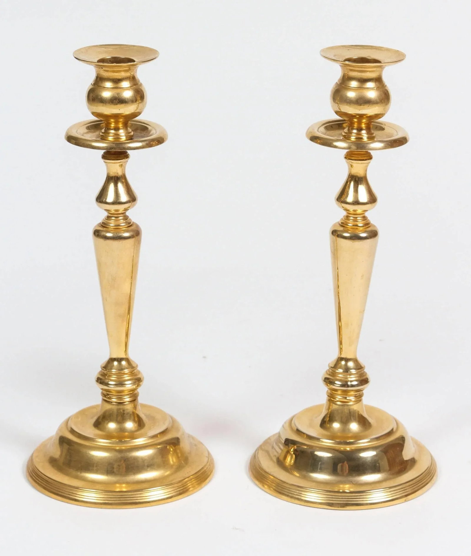 Polished Brass Candlesticks - a Pair - 6