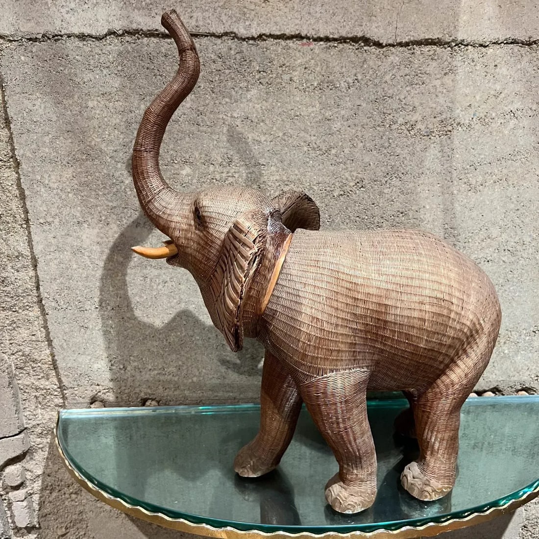 Vintage Chinese Wicker Elephant Box, Hand-Woven Rattan, Mid-Century - 6