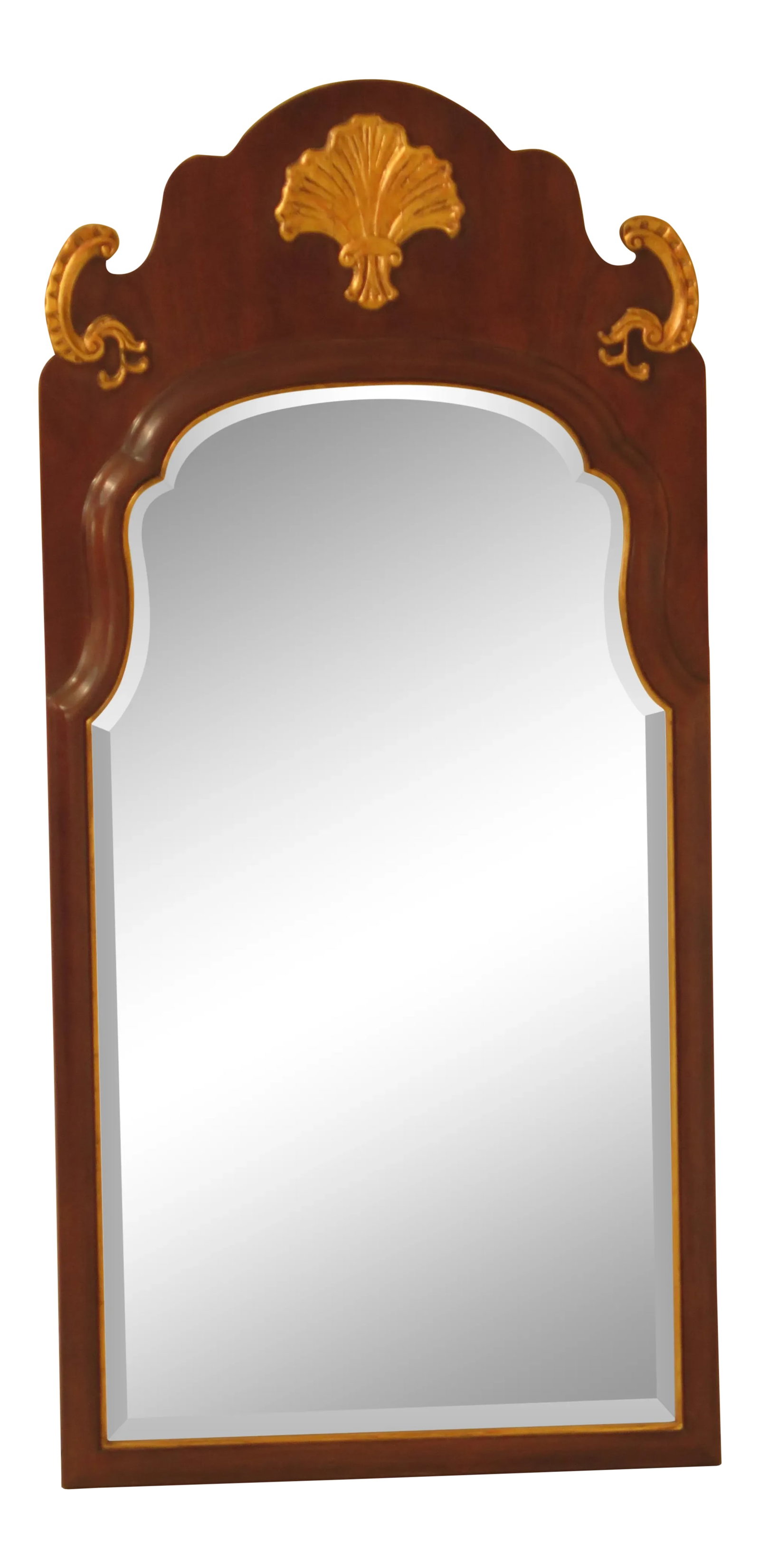 Henredon Mahogany Framed Beveled Glass Mirror: Approx: 20 Years Old Beveled Glass High Quality Construction Chippendale Style Traditional Style Gold Gilt Details Condition: Excellent Original Finish & Condition Size: 26w x 54h Condition: