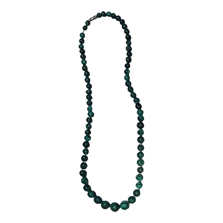 Vintage Hand Strung All Malachite Necklace 22": All malachite (no glass beads) hand strung necklace with clasp. Purchased in the 70's from the Zaire (now the Congo). Condition: Alterations: Original Condition Unaltered Imperfections: Some