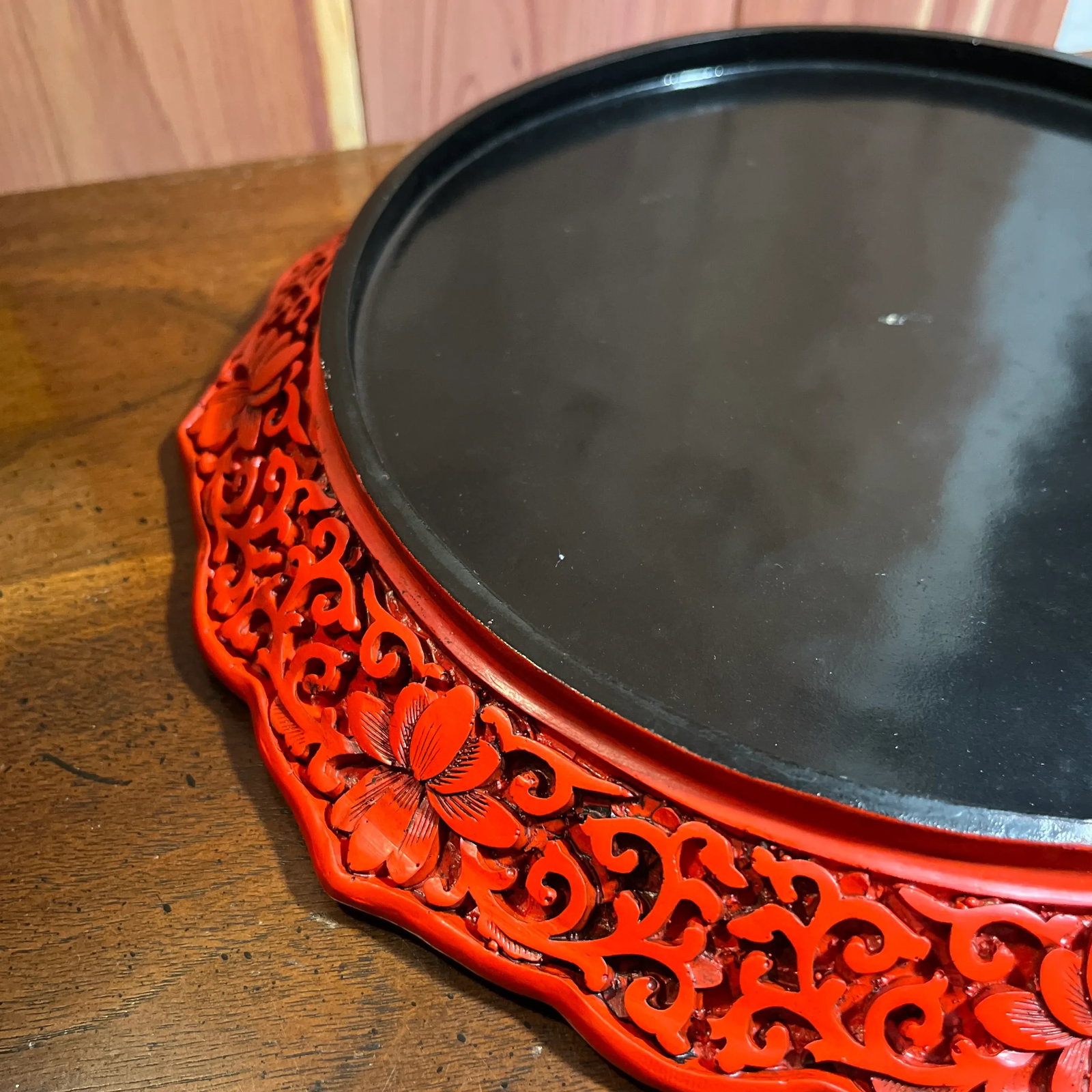 Vintage Chinese Cinnabar Decorative Display Plate - 6