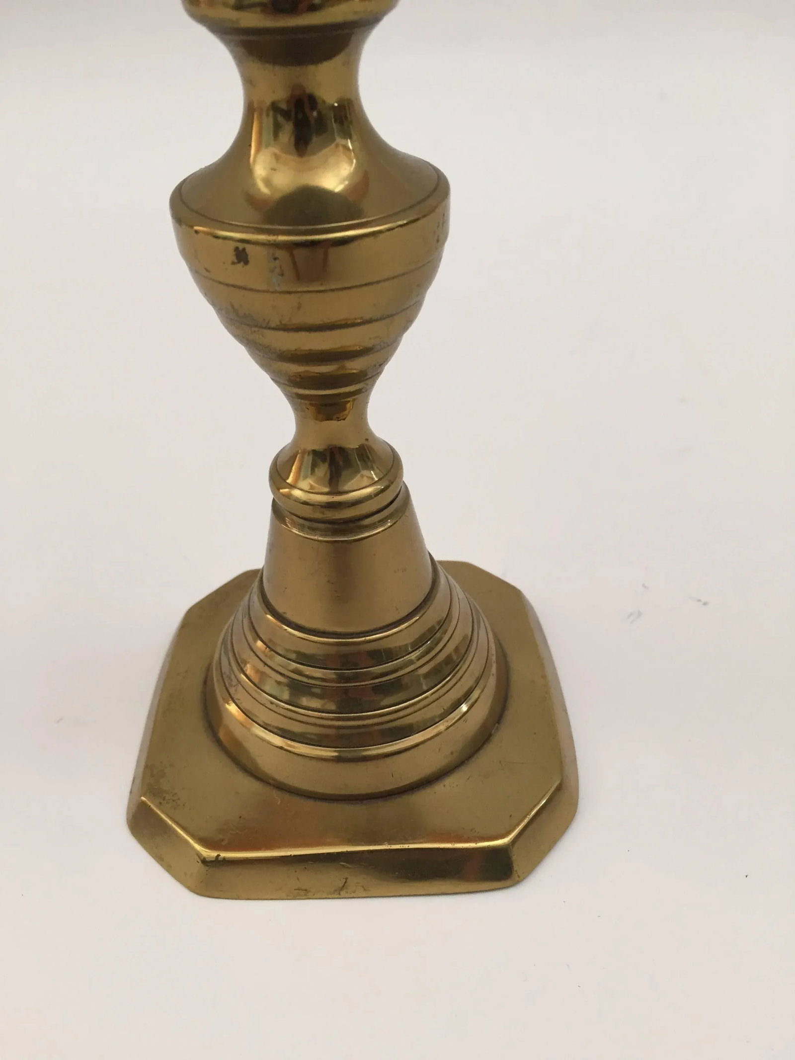 19th C. Pair of Victorian English Brass Beehive Candlesticks - 2