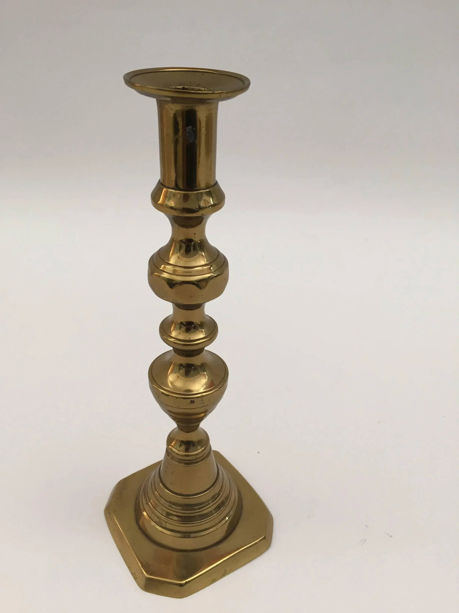 19th C. Pair of Victorian English Brass Beehive Candlesticks - 3