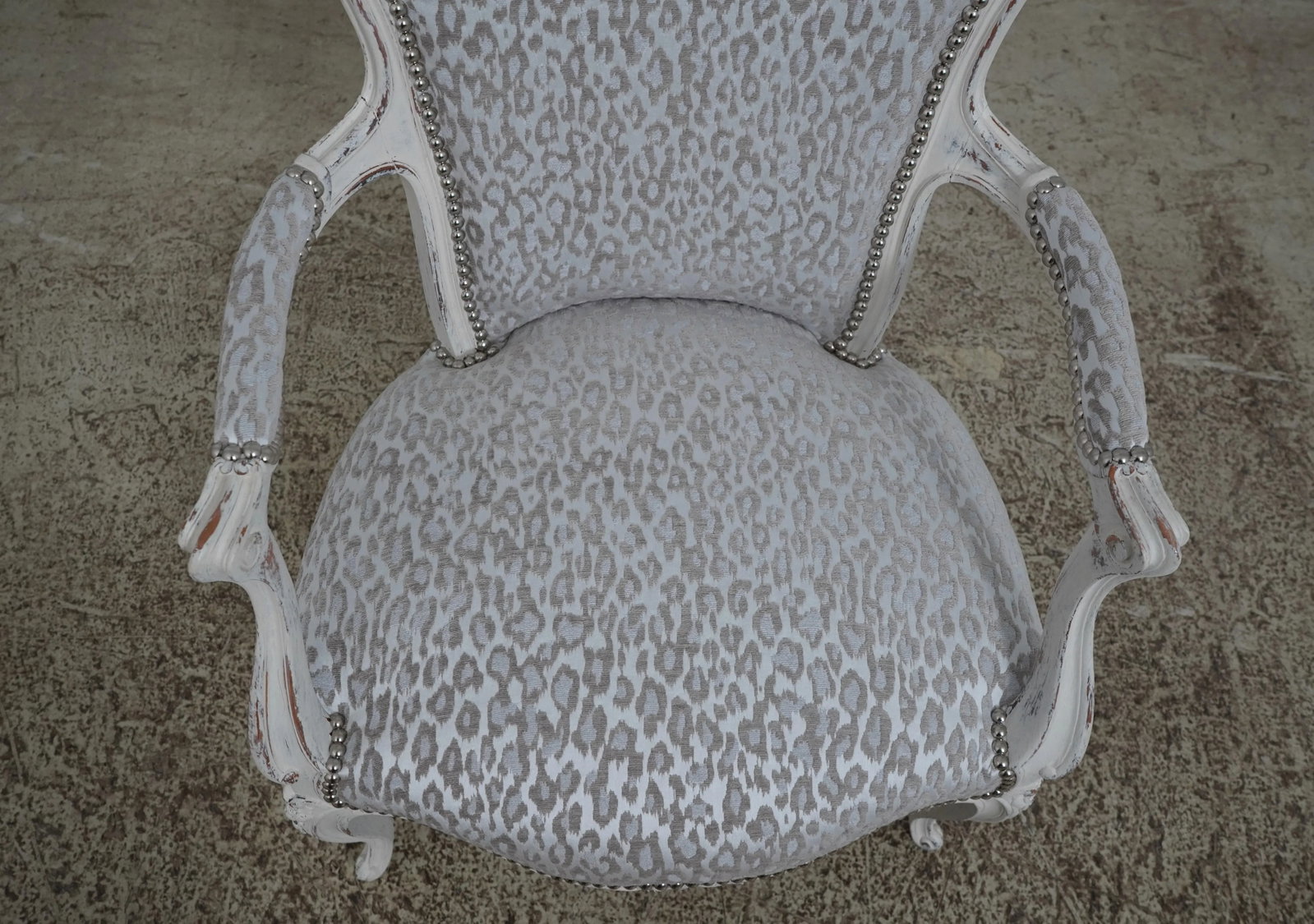 Pair French Louis XV Custom Upholstered Open Armchairs - 10