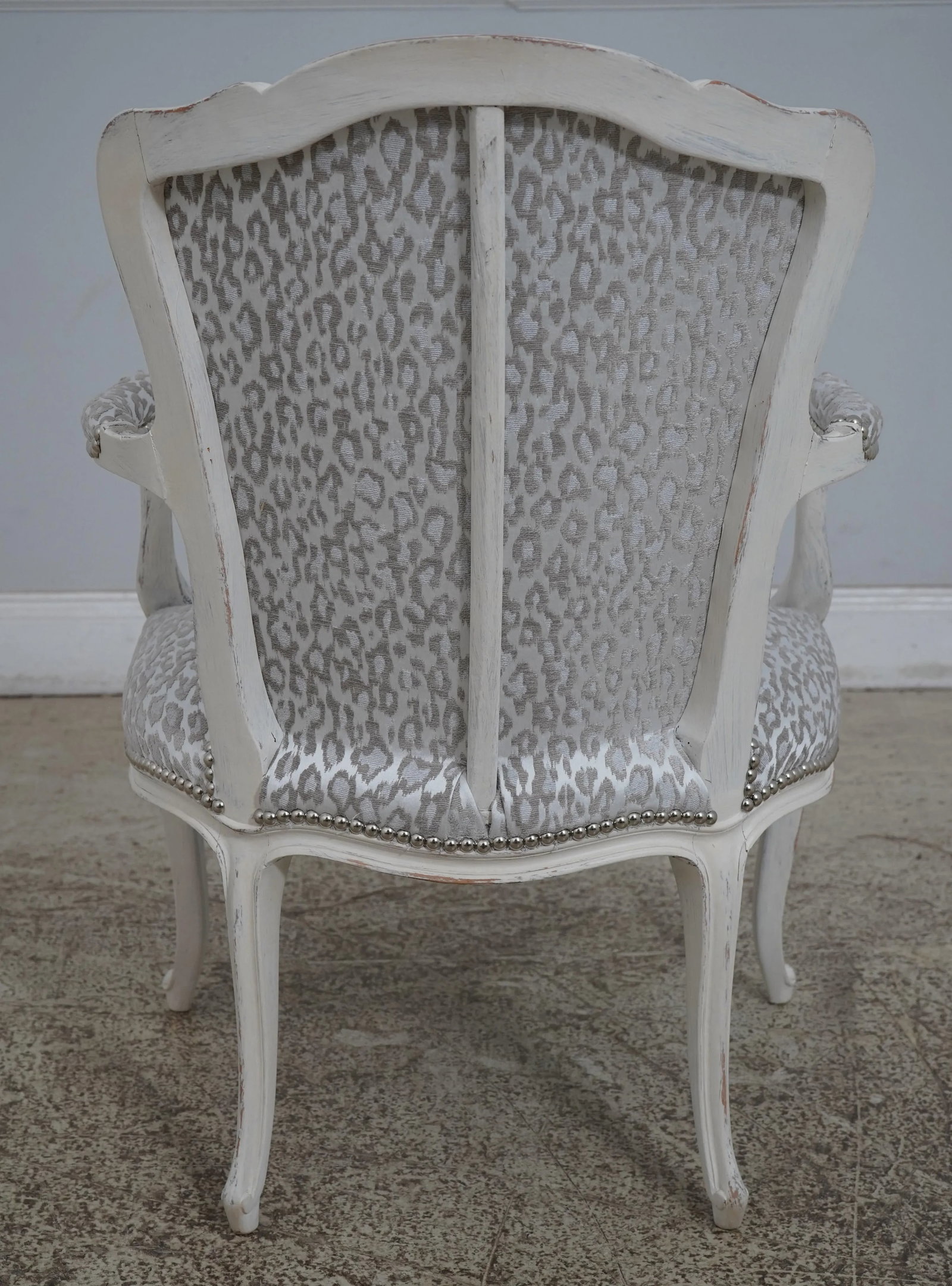 Pair French Louis XV Custom Upholstered Open Armchairs - 4
