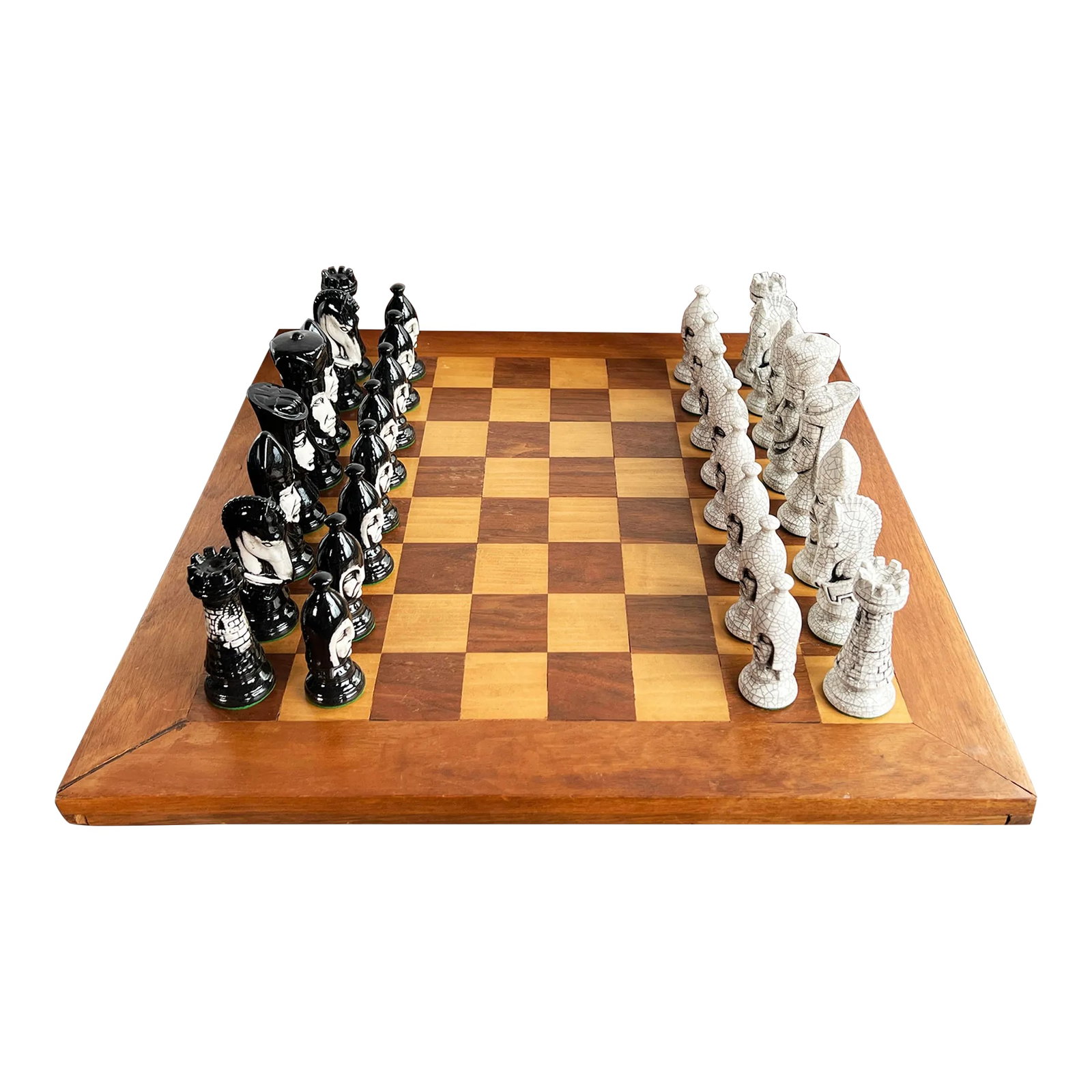 Vintage 1950's Ceramic Chess Set W/ Hand Made Wood Board (1 of 11)