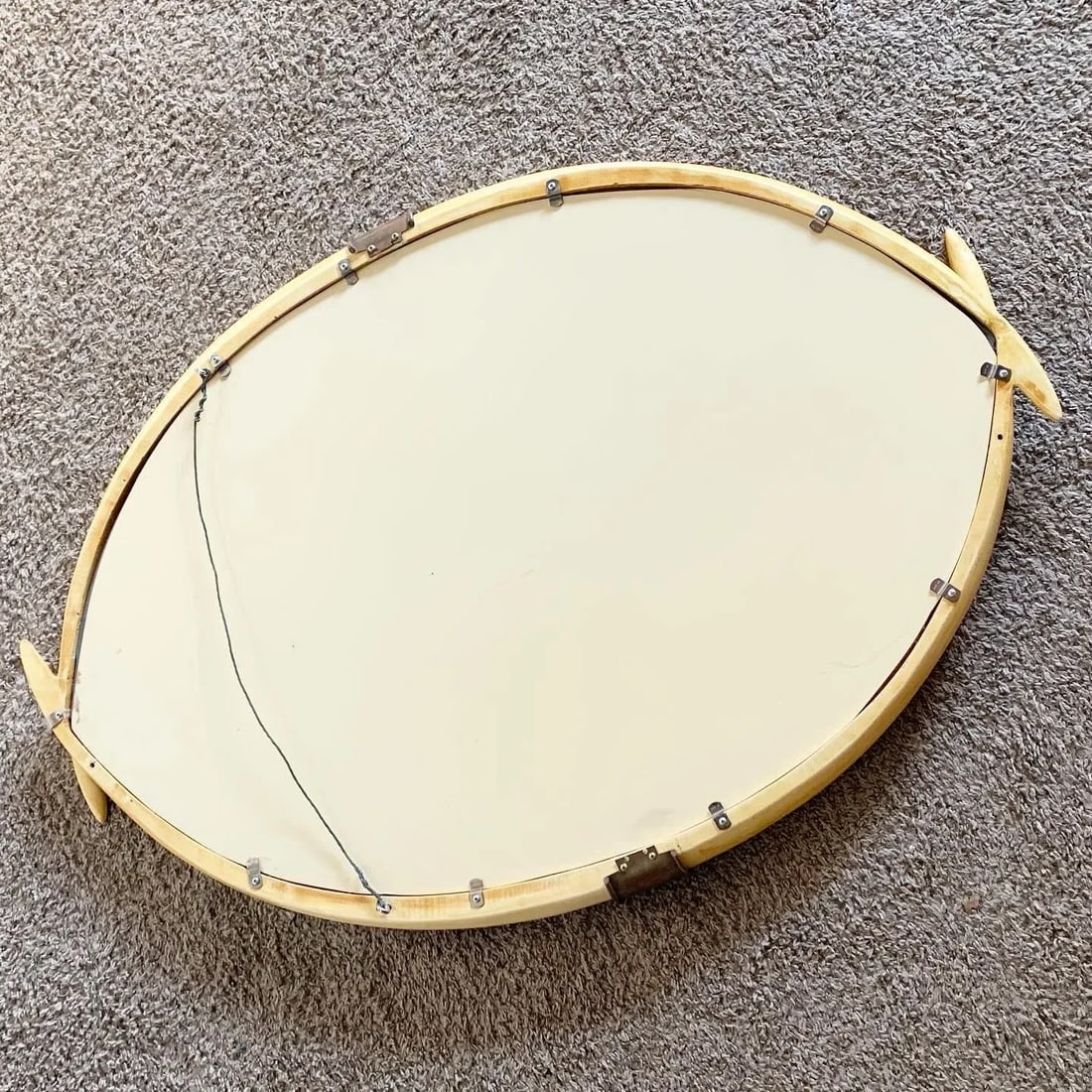 1970s Faux Elephant Tusk and Brass Wall Mirror by Chapman - 8