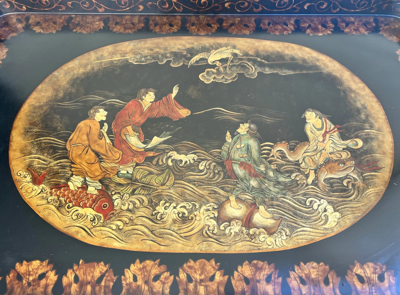 Vintage Chinoiserie Faux Bamboo Butler Style Coffee Table - Maitland-Smith Attributed - 12