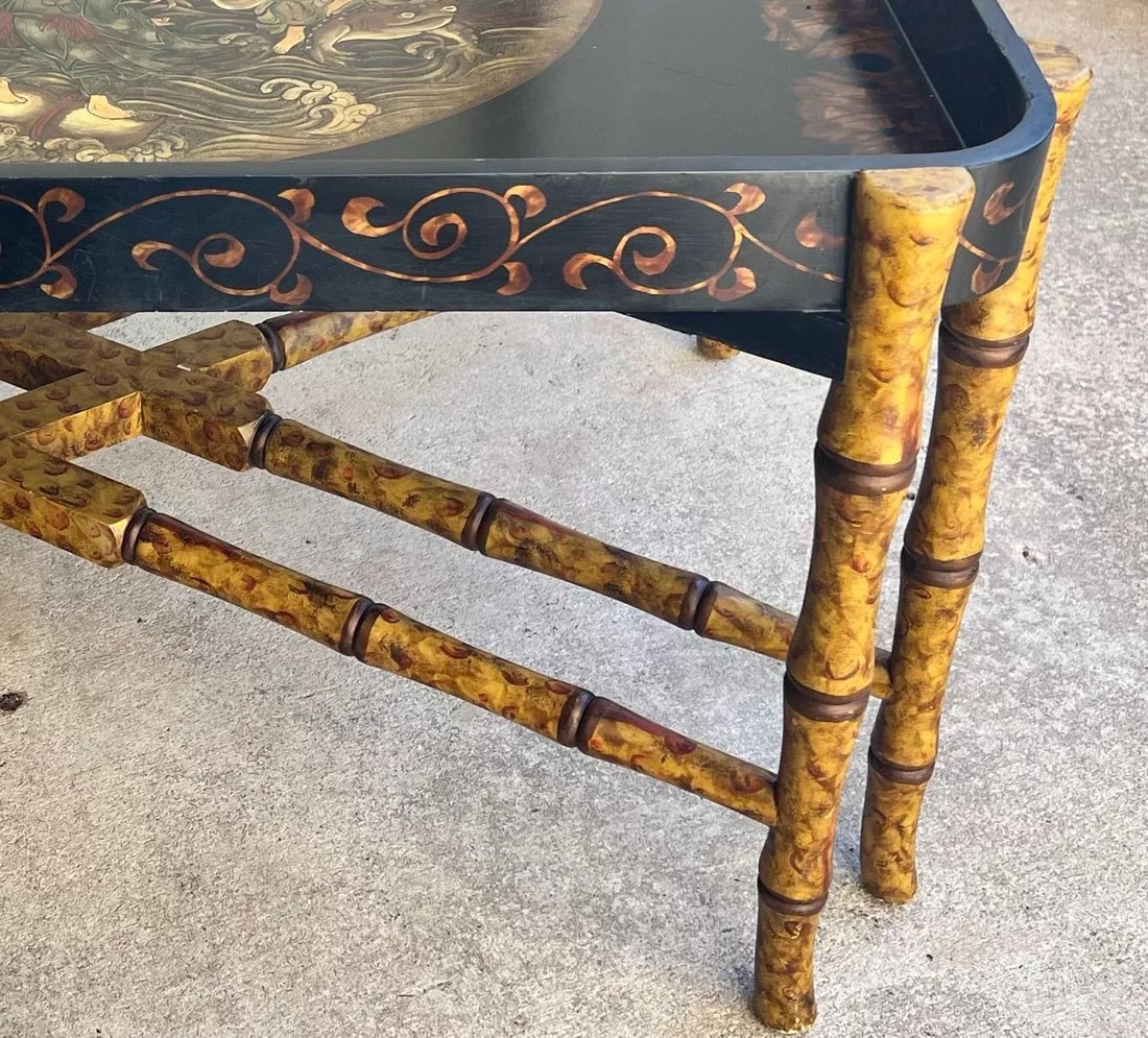 Vintage Chinoiserie Faux Bamboo Butler Style Coffee Table - Maitland-Smith Attributed - 6