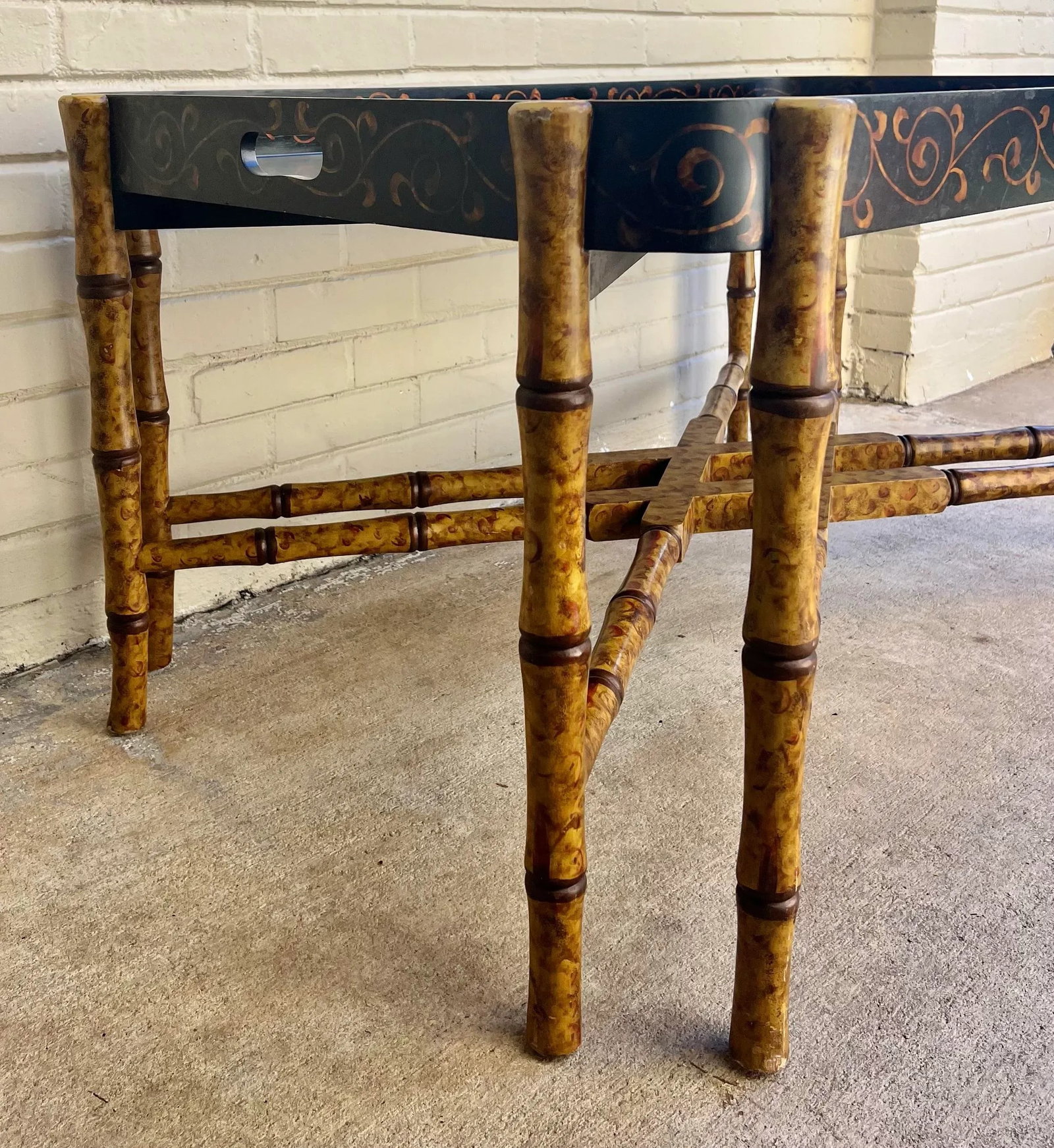 Vintage Chinoiserie Faux Bamboo Butler Style Coffee Table - Maitland-Smith Attributed - 7