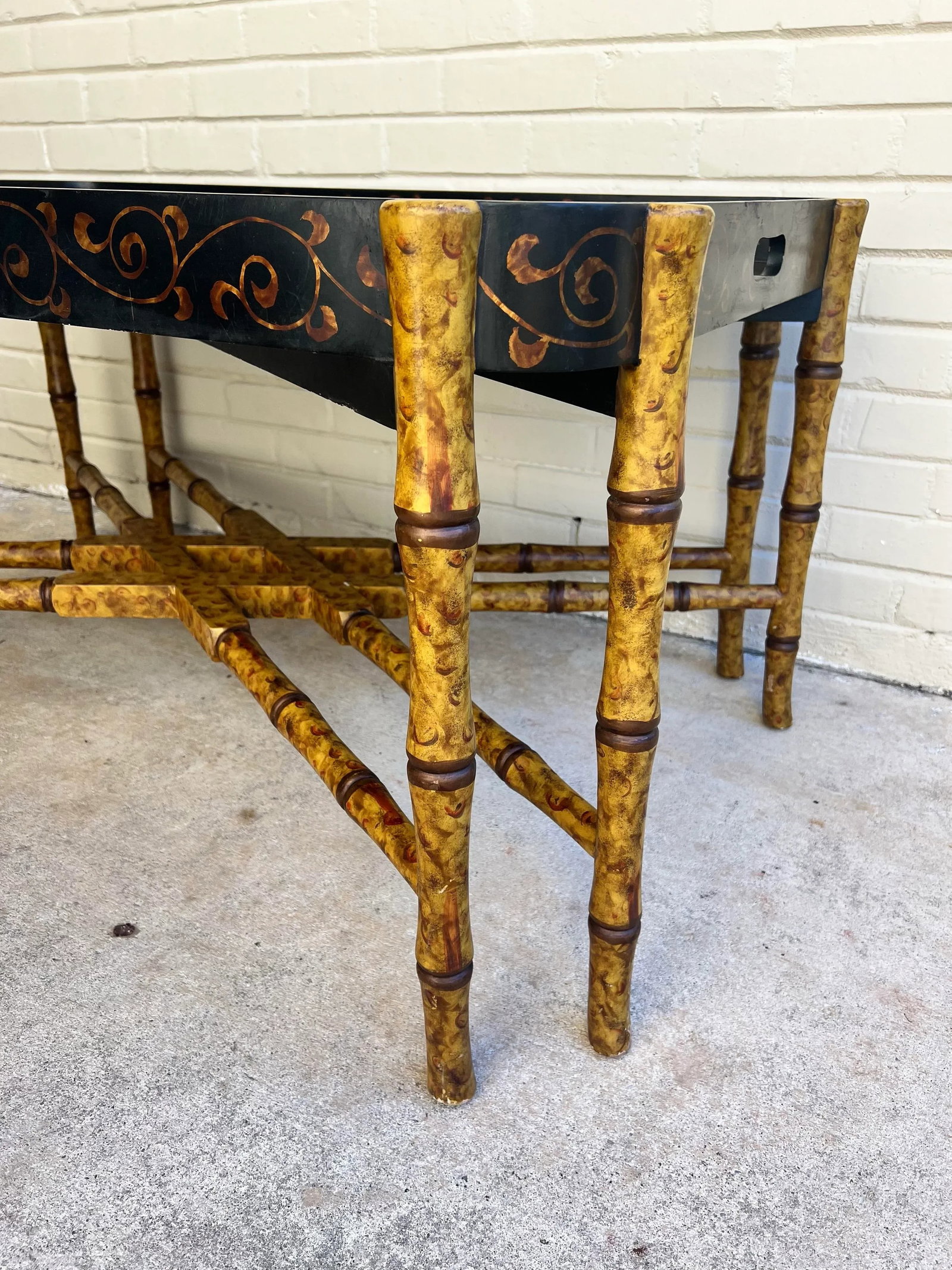 Vintage Chinoiserie Faux Bamboo Butler Style Coffee Table - Maitland-Smith Attributed - 8
