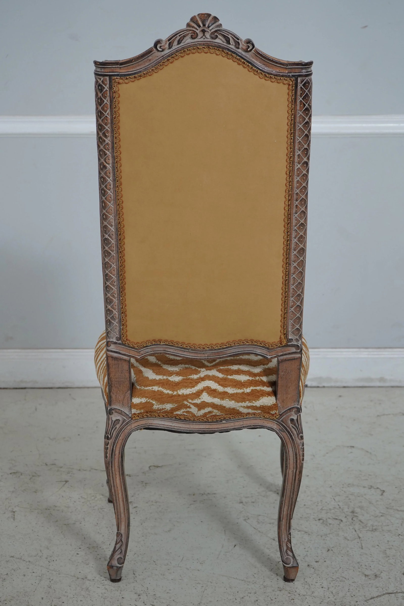 Pair French Louis XV Carved Frame Upholstered Side Chairs - 4