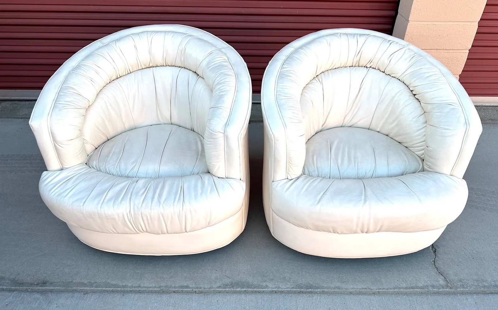 Vintage Milo Baughman Style Leather Swivel Chairs-A Pair - 9