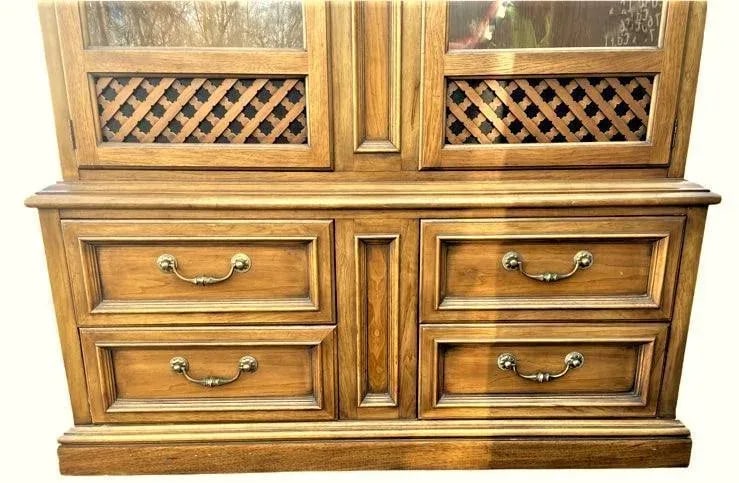 Jim Peed Drexel Moorish Spanish Revival Esperanto Collection Pecan Wood China Cabinet - Made in 1964 - 3