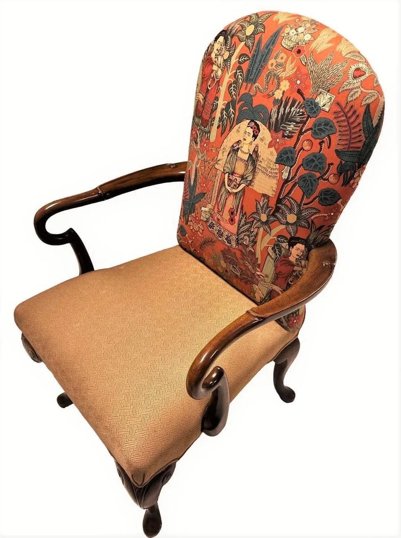 Vintage Schoonbeck/Henredon Armchair With 'Frida's Garden' Chintz and Apricot Kravet Upholstery - 2
