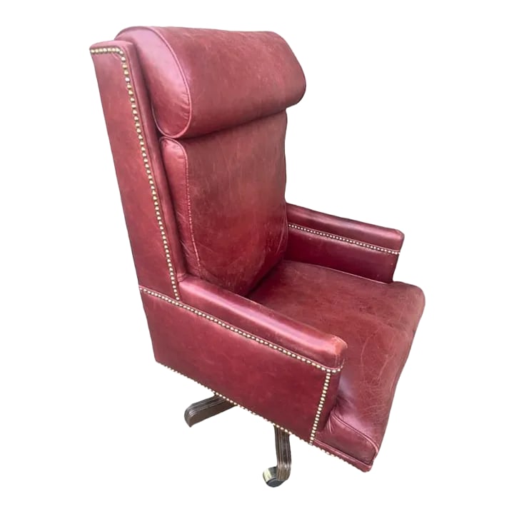 Hancock & Moore 'Hamilton' Red Leather Tall Executive Swivel Chair - Vintage Late 20th Century - 2