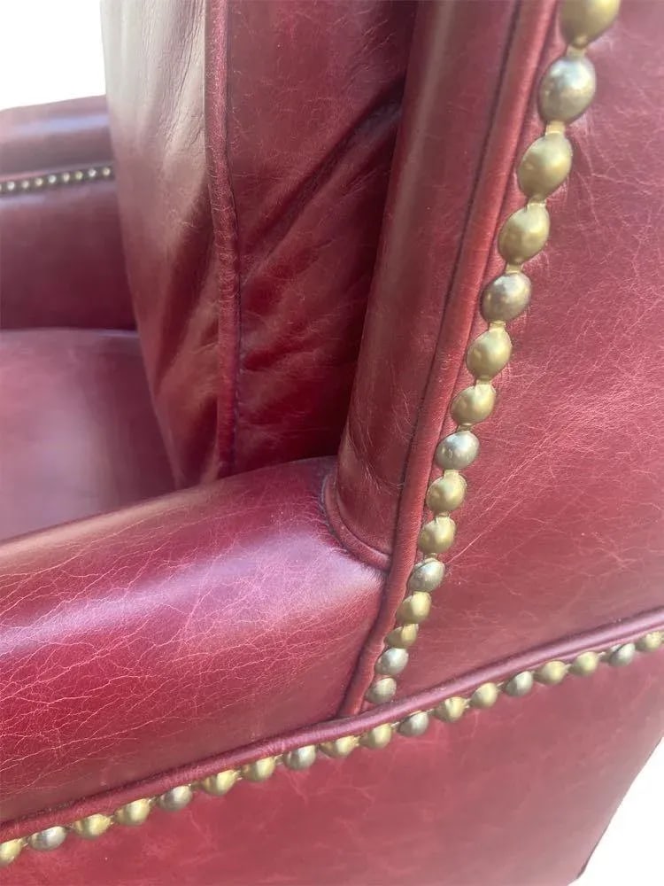 Hancock & Moore 'Hamilton' Red Leather Tall Executive Swivel Chair - Vintage Late 20th Century - 3