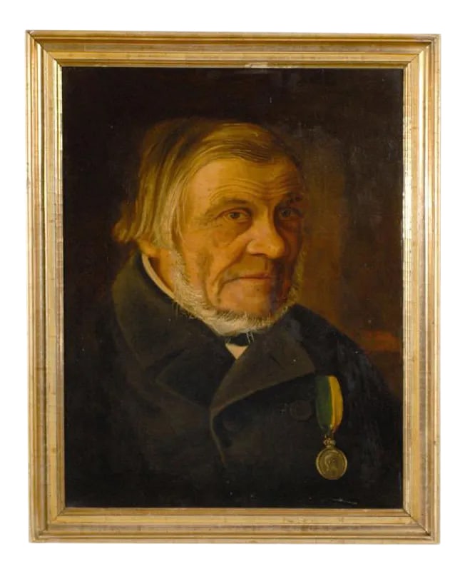 Antique Swedish Oil Portrait of Gentleman: Handsome oil portrait of gentleman signed by unknown artist L. Frida (abbreviated). Condition: Alterations: Original Condition Unaltered Imperfections: Some Imperfections Condition Notes: Very good